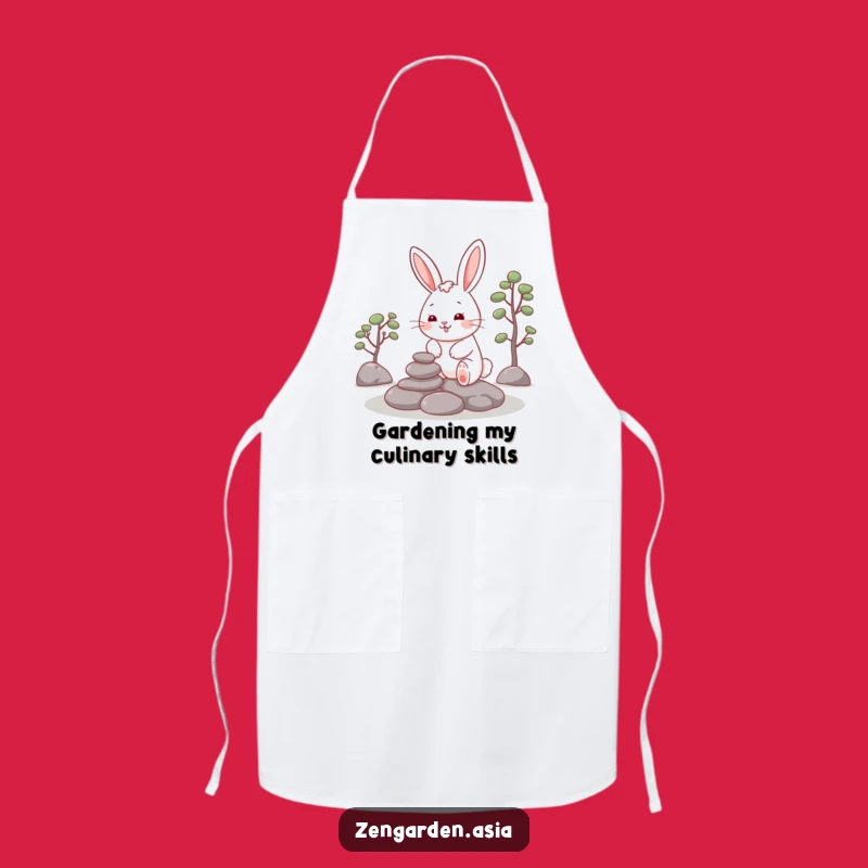 Funny Rabbit Zen Apron: Cheerful Rabbit, Garden Art, Peaceful Kitchen Wear