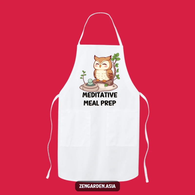 Funny Meditating Owl Apron: Kitchen Zen Humor, Perfect Funny Gift for Chefs