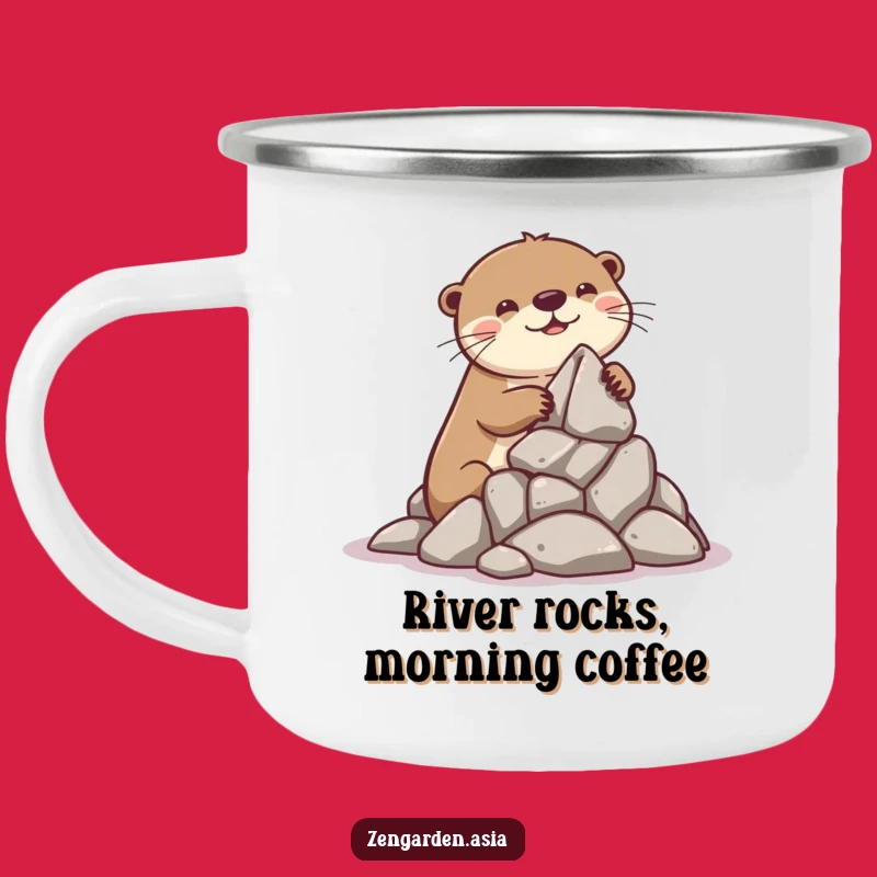 Funny Otter Builder Camping Mug: Playful Otter, Outdoor Construction Sip
