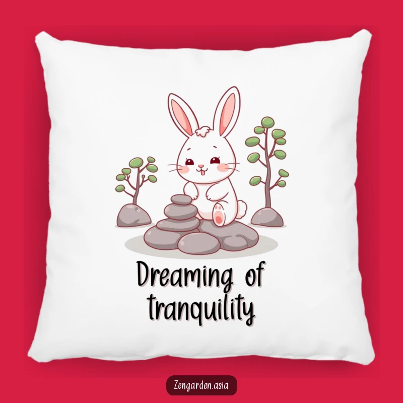 Funny Rabbit Zen Pillow: Cheerful Rabbit, Garden Decor, Cozy Meditation Pillow