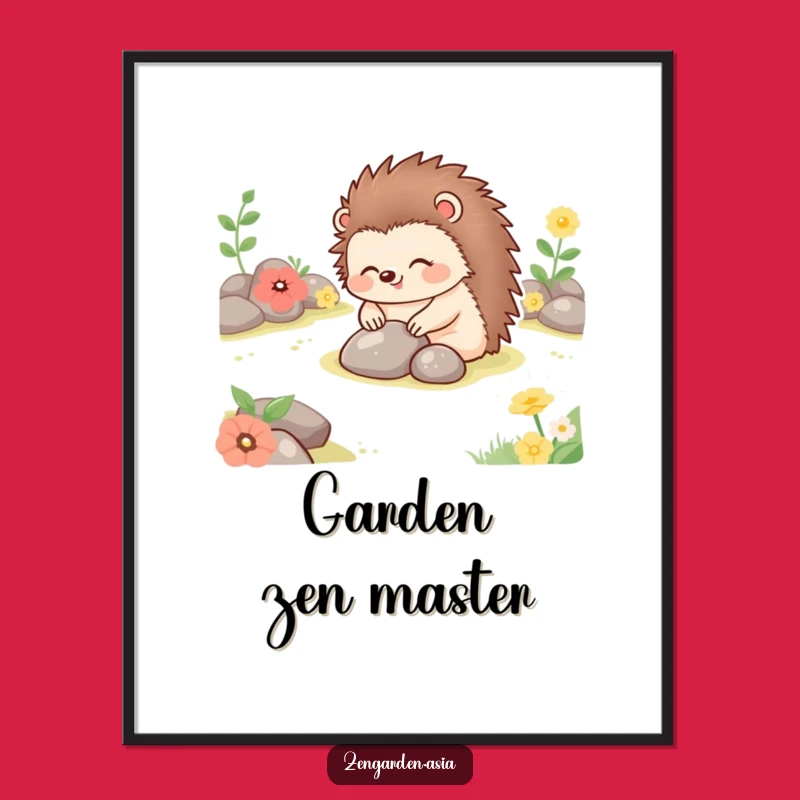 Funny Hedgehog Garden Digital Art: Tranquil Humor, Instant Hilarious Gift