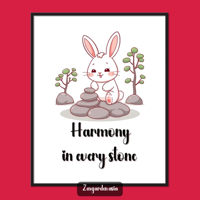 Funny Rabbit Zen Digital Print: Cheerful Rabbit, Printable Calm Art