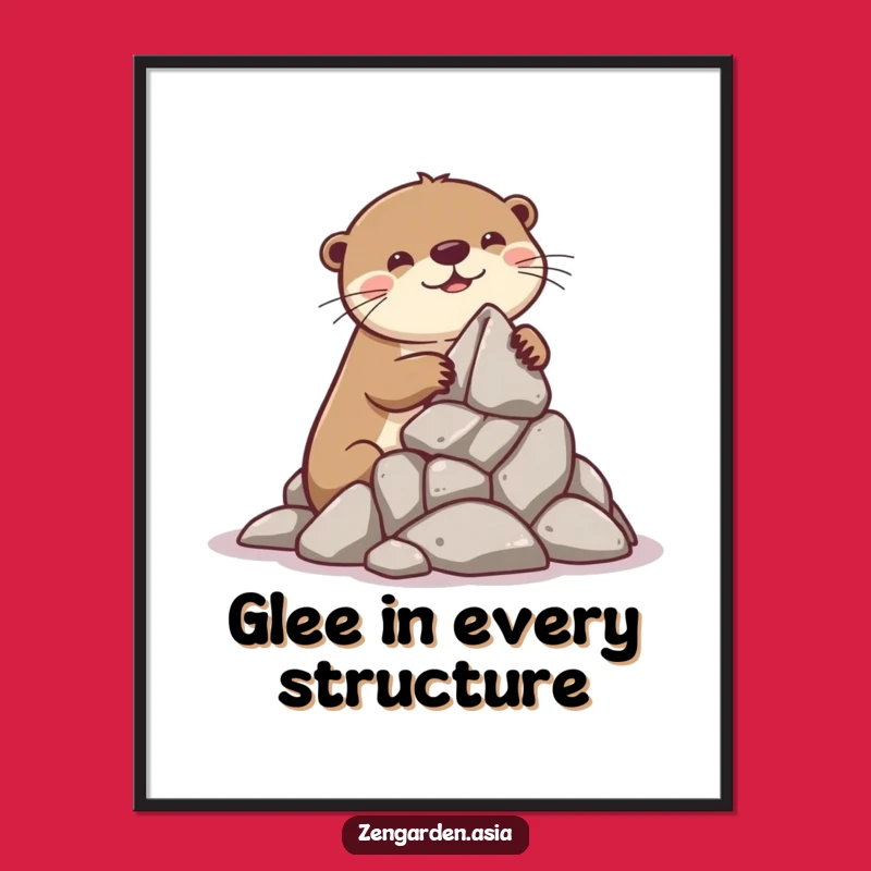 Funny Otter Builder Digital Print: Playful Otter, Printable Art, Whimsical Decor