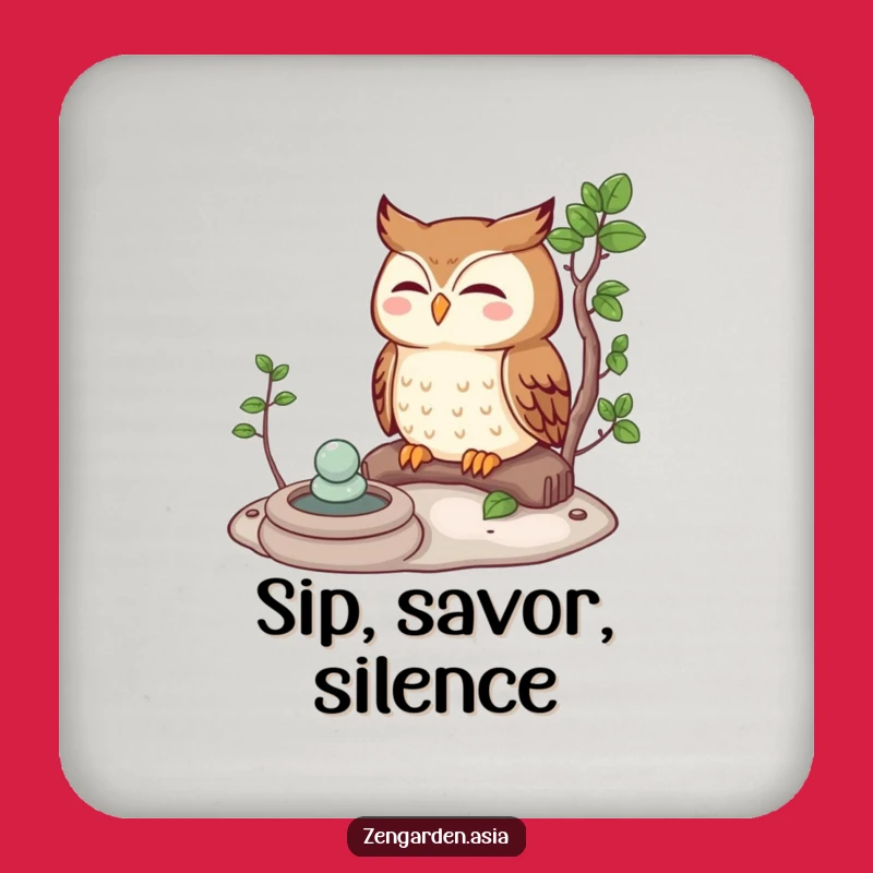 Funny Zen Owl Coasters: Peaceful Garden Set, Hilarious Housewarming Gift