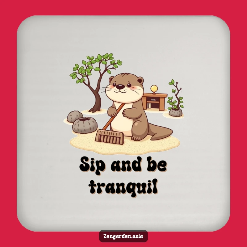 Funny Otter Zen Coaster: Raking Sand Protector, Gift