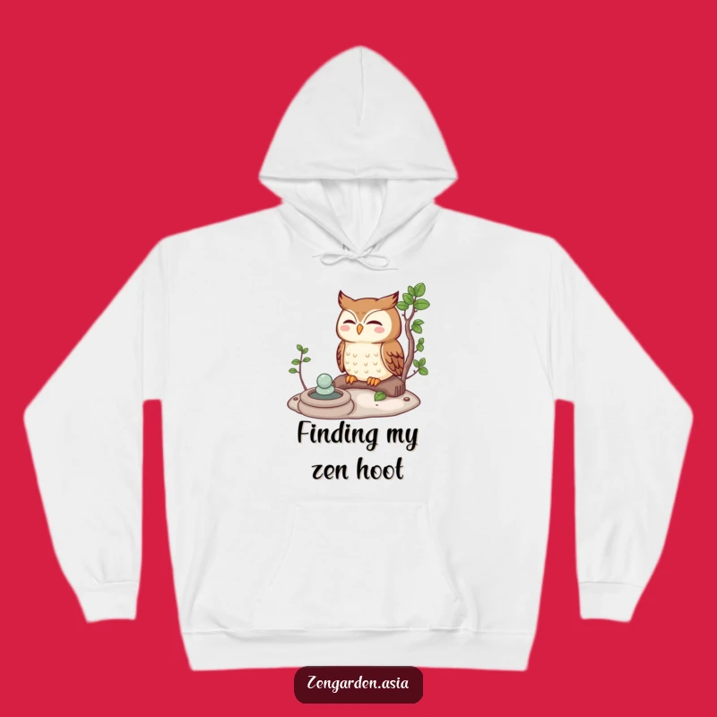Funny Wise Owl Hoodie: Cozy Zen Garden Meditation, Perfect Funny Gift for Relaxation