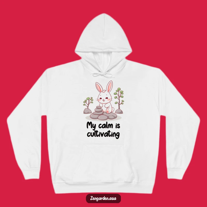 Cozy Funny Rabbit Zen Hoodie: Cheerful Rabbit, Garden Apparel, Warm Relaxing Gift