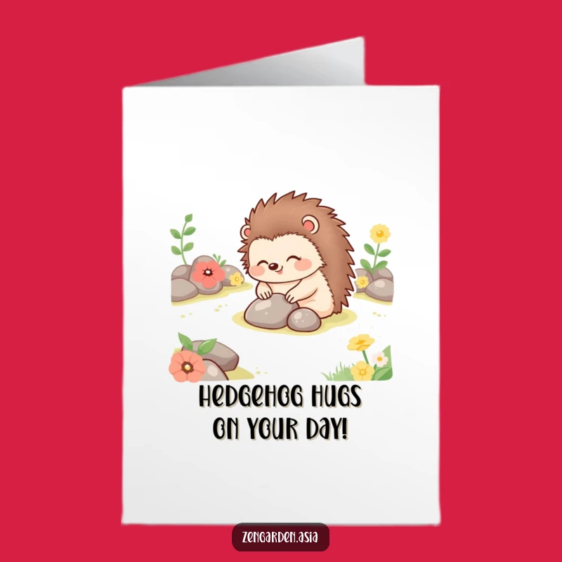 Free Printable Birthday Card: Happy Hedgehog Garden Fun Funny Downloadable Gift