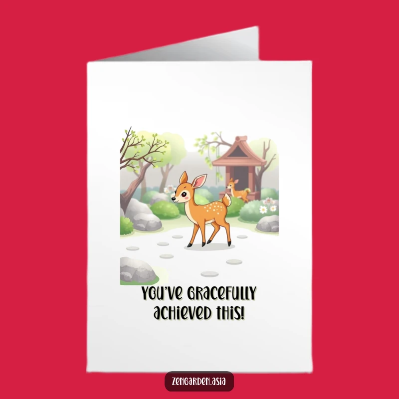 Free Printable Congrats Card: Deer Walks Zen Paths to Celebrate Your Success!