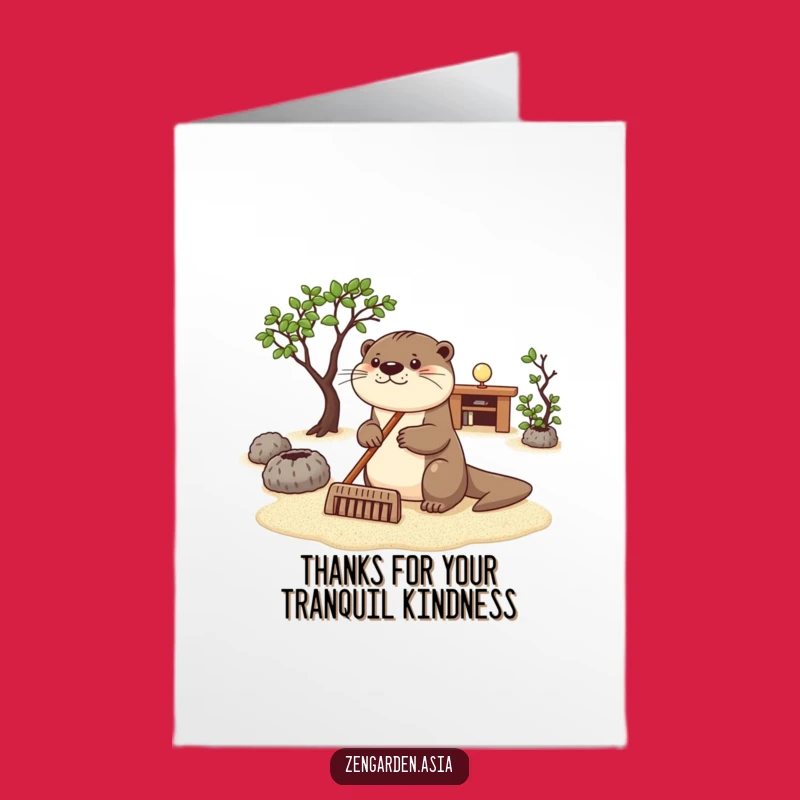 Free Printable Thank You Card: Otter Rakes Gratitude in Zen Style!