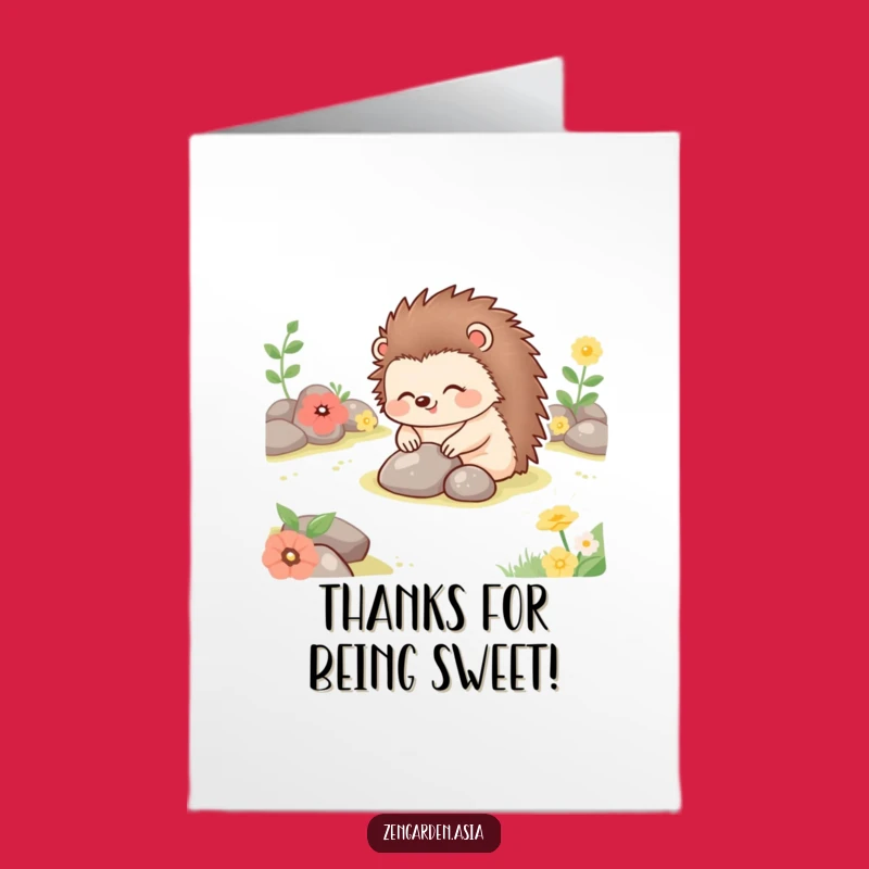 Free Printable Thank You Card: Hedgehog Garden Gratitude Funny Downloadable Gift