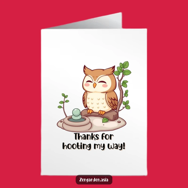 Free Printable Thank You Card: Meditating Owl Zen Humor Downloadable Gift