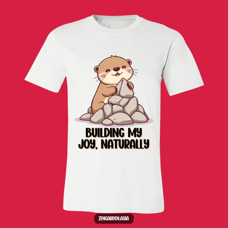 Funny Otter Builder T-Shirt: Playful Otter, Rock Stacking Tee, Whimsical Gift