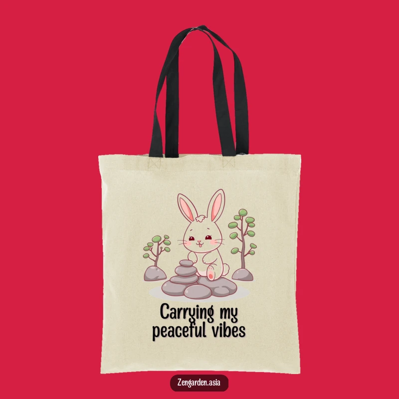 Funny Rabbit Zen Tote Bag: Cheerful Rabbit, Garden Art, Stylish Accessory