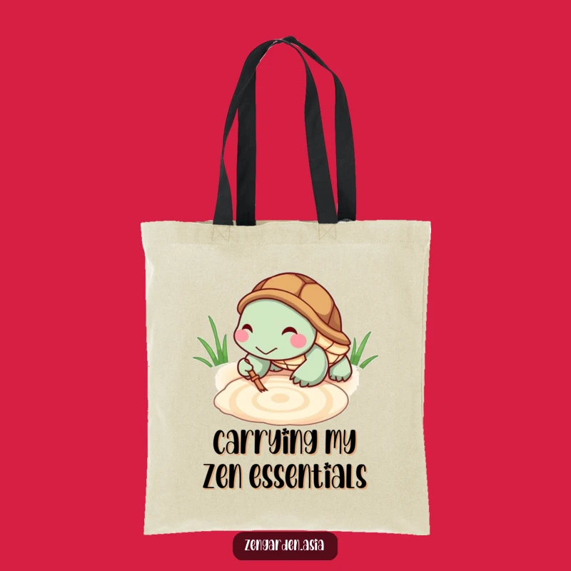 Funny Turtle Zen Tote Bag: Tiny Raking Turtle, Sandbox Art, Stylish Accessory
