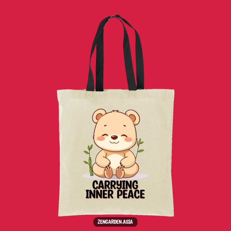 Funny Bear Cub Tote Bag: Meditative Moment, Bamboo Buddy, Practical & Hilarious Gift