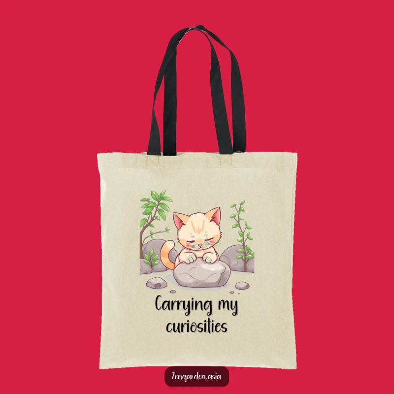 Funny Cat Zen Tote Bag: Patter Stone Carry-All, Gift