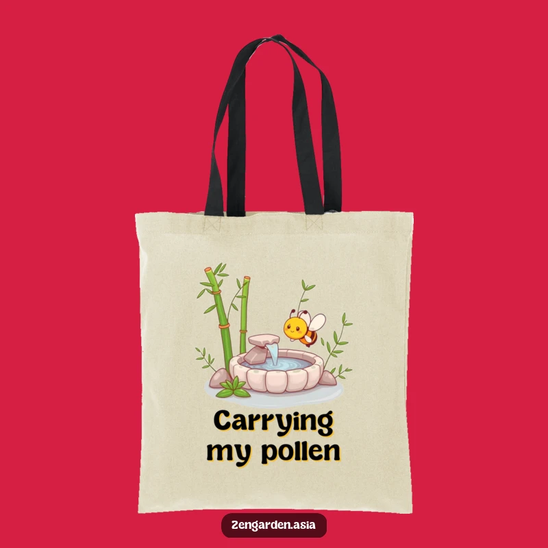 Funny Zen Bee Tote Bag: Bamboo Fountain Style, Perfect Eco-Friendly Funny Gift